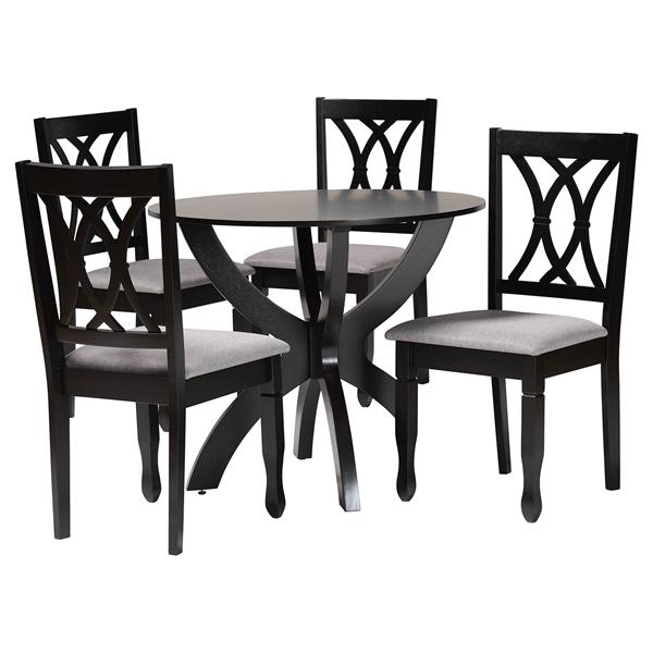 baxton studio Baxton Studio April Modern Grey Fabric and Dark Brown Finished Wood 5-Piece Dining Set