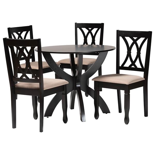 baxton studio Baxton Studio April Modern Sand Fabric and Dark Brown Finished Wood 5-Piece Dining Set
