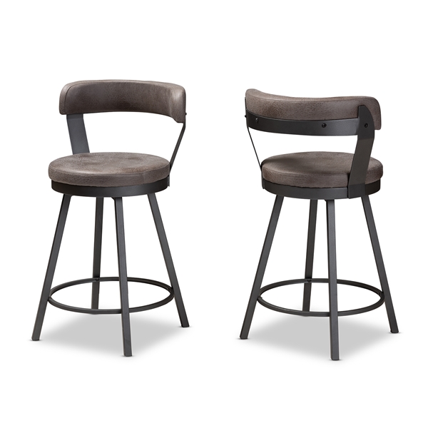 baxton studio Baxton Studio Arcene Rustic and Industrial Grey Fabric Upholstered 2-Piece Counter Stool Set