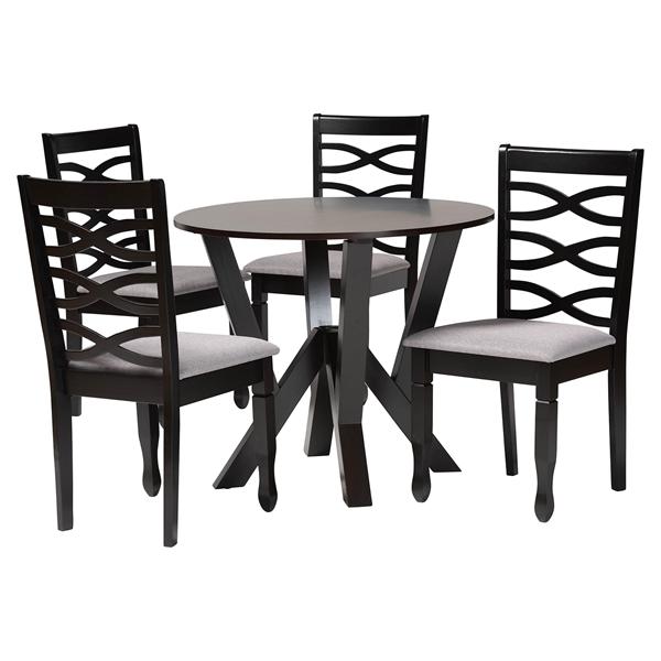 baxton studio Baxton Studio Ariane Modern Grey Fabric and Dark Brown Finished Wood 5-Piece Dining Set