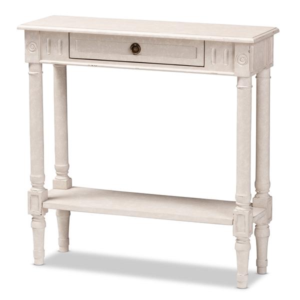 baxton studio Baxton Studio Ariella Country Cottage Farmhouse Whitewashed 1-Drawer Console Table