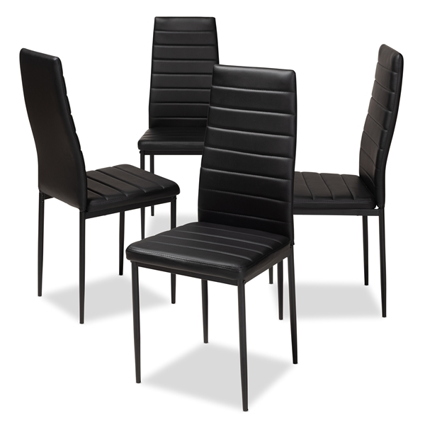 baxton studio Baxton Studio Armand Modern and Contemporary Black Faux Leather Upholstered Dining Chair (Set of 4)