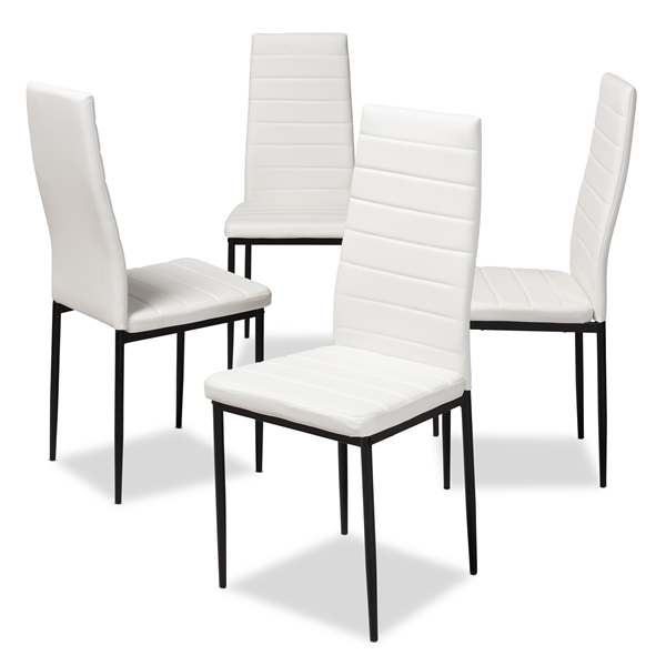 baxton studio Baxton Studio Armand Modern and Contemporary White Faux Leather Upholstered Dining Chair (Set of 4)