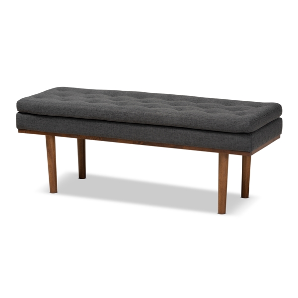 baxton studio Baxton Studio Arne Mid-Century Modern Dark Grey Fabric Upholstered Walnut Finished Bench