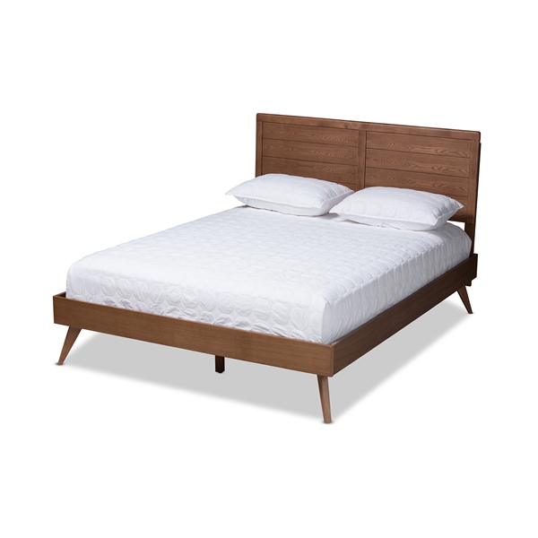 baxton studio Baxton Studio Artemis Mid-Century Modern Walnut Brown Finished Wood Queen Size Platform Bed