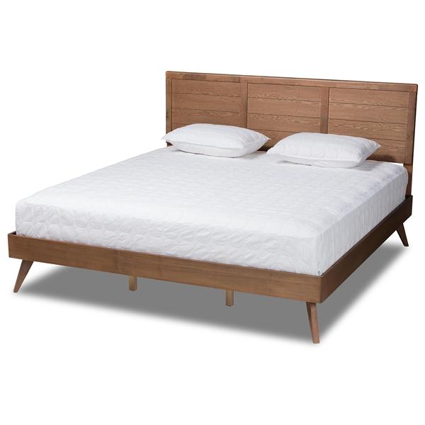 baxton studio Baxton Studio Artemis Mid-Century Modern Walnut Brown Finished Wood King Size Platform Bed