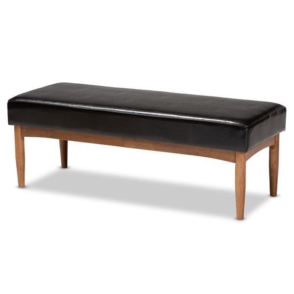 baxton studio Baxton Studio Arvid Mid-Century Modern Dark Brown Faux Leather Upholstered Wood Dining Bench