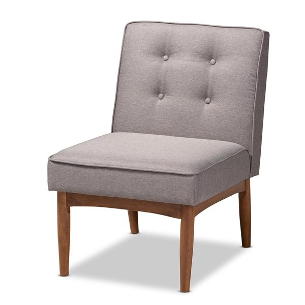 baxton studio Baxton Studio Arvid Mid-Century Modern Gray Fabric Upholstered Wood Dining Chair Set of 2