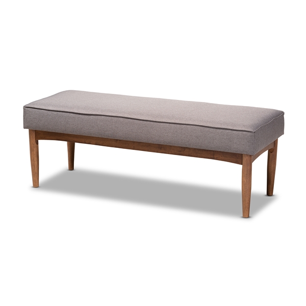 baxton studio Baxton Studio Arvid Mid-Century Modern Gray Fabric Upholstered Wood Dining Bench