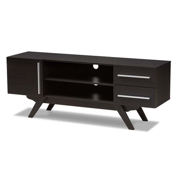 baxton studio Baxton Studio Ashfield Mid-Century Modern Dark Brown Finished Wood TV Stand