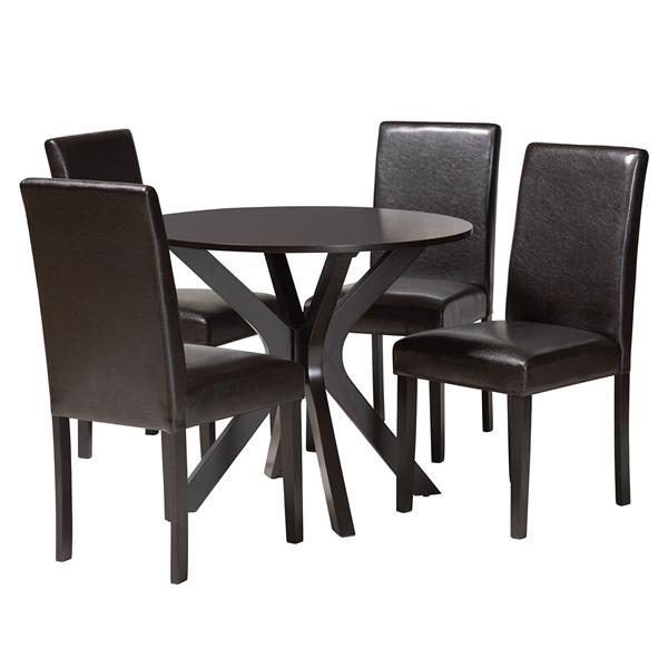 baxton studio Baxton Studio Asli Modern Espresso Brown Faux Leather and Wood 5-Piece Dining Set