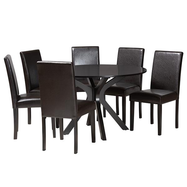 baxton studio Baxton Studio Asli Modern Espresso Brown Faux Leather and Wood 7-Piece Dining Set