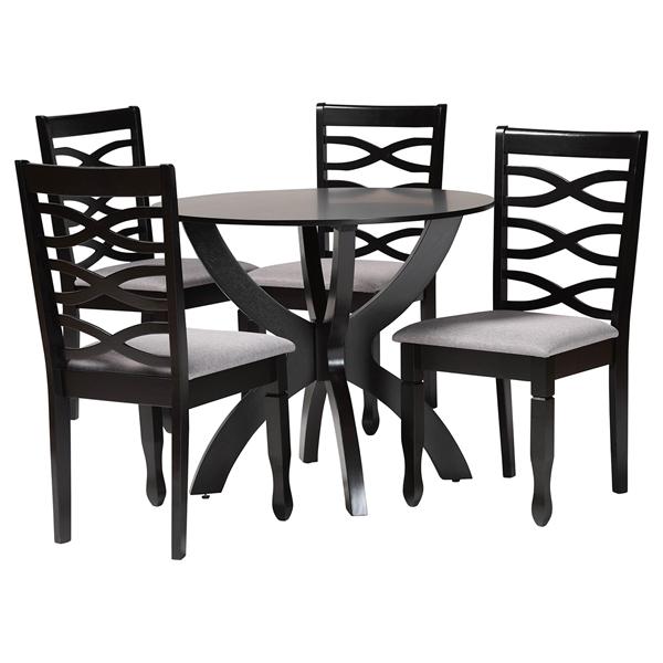 baxton studio Baxton Studio Aspen Modern Grey Fabric and Dark Brown Finished Wood 5-Piece Dining Set