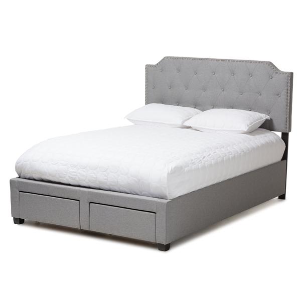 baxton studio Baxton Studio Aubrianne Modern and Contemporary Grey Fabric Upholstered Queen Storage Bed