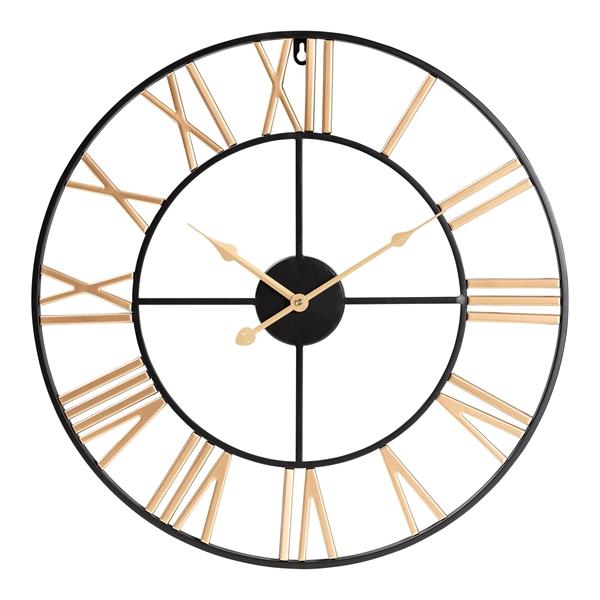 baxton studio Baxton Studio Auden Modern Industrial Two-Tone Black and Gold Metal Wall Clock