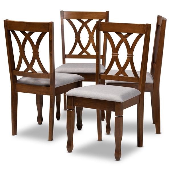baxton studio Baxton Studio Augustine Modern and Contemporary Grey Fabric Upholstered and Walnut Brown Finished Wood 4-Piece Dining Chair Set Set