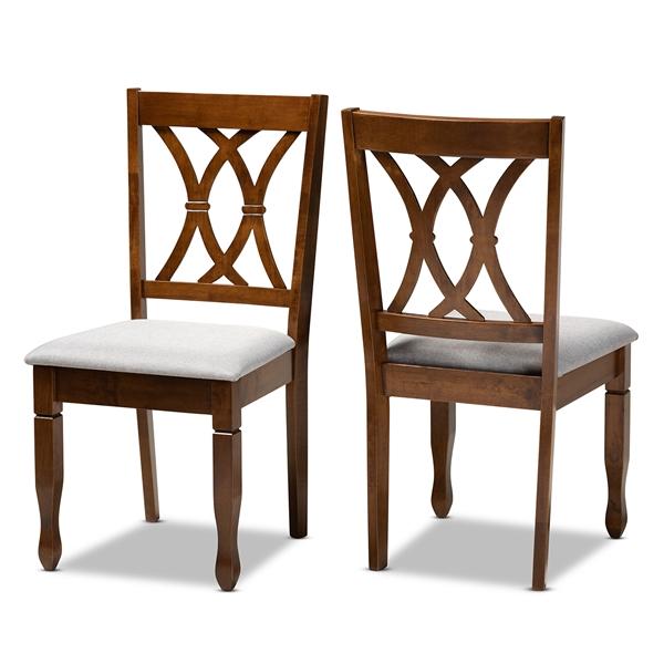 baxton studio Baxton Studio Augustine Modern and Contemporary Grey Fabric Upholstered and Walnut Brown Finished Wood 2-Piece Dining Chair Set Set