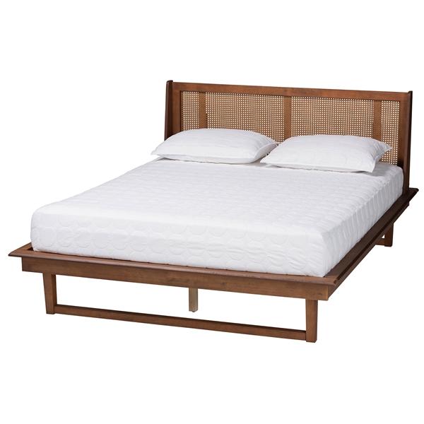 baxton studio Baxton Studio Aveena Mid-Century Modern Walnut Brown Finished Wood Queen Size Platform Bed