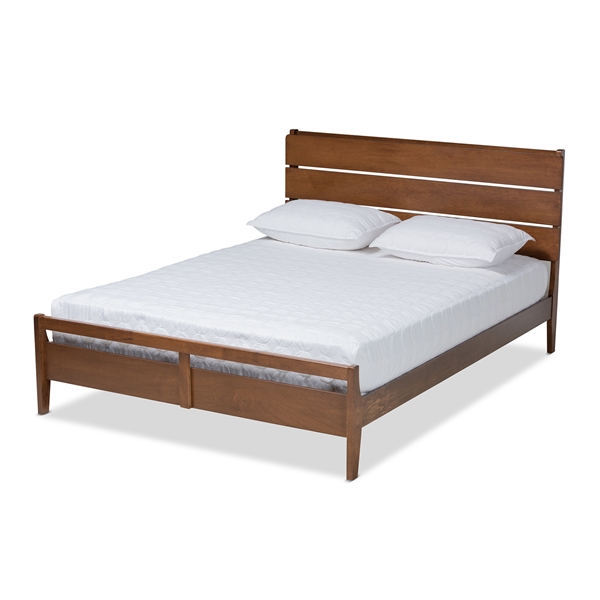 baxton studio Baxton Studio Avena Mid-Century Modern Walnut Finished Wood Queen Size Platform bed
