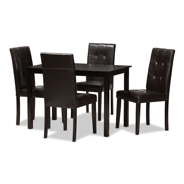 baxton studio Baxton Studio Avery Modern and Contemporary Dark Brown Faux Leather Upholstered 5-Piece Dining Set