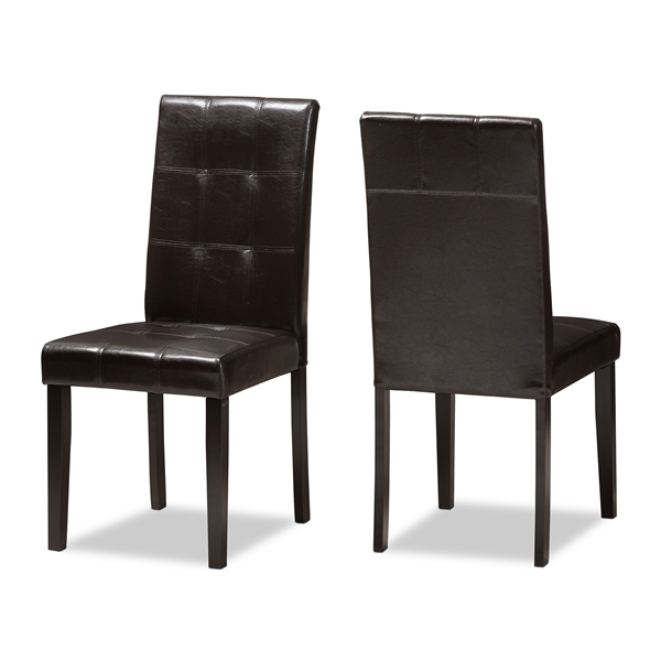 baxton studio Baxton Studio Avery Modern and Contemporary Dark Brown Faux Leather Upholstered Dining Chair Set of 2