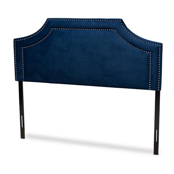 baxton studio Baxton Studio Avignon Modern and Contemporary Navy Blue Velvet Fabric Upholstered Queen Size Headboard