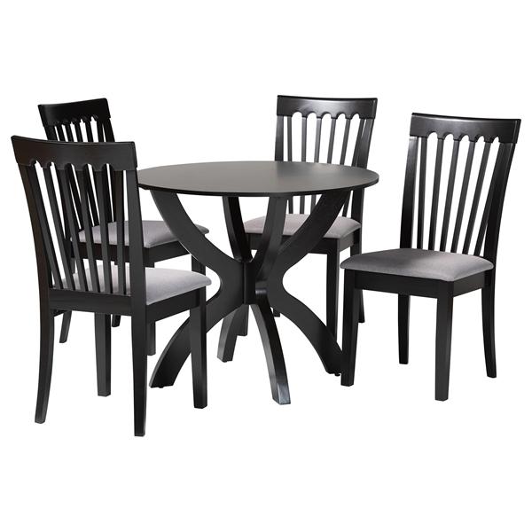 baxton studio Baxton Studio Bailey Modern Grey Fabric and Dark Brown Finished Wood 5-Piece Dining Set