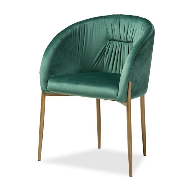 baxton studio Baxton Studio Ballard Modern Luxe and Glam Green Velvet Fabric Upholstered and Gold Finished Metal Dining Chair