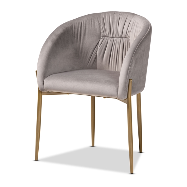 baxton studio Baxton Studio Ballard Modern Luxe and Glam Grey Velvet Fabric Upholstered and Gold Finished Metal Dining Chair