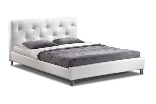 baxton studio Baxton Studio Barbara White Modern Bed with Crystal Button Tufting - Queen Size