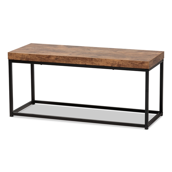 baxton studio Baxton Studio Bardot Modern Industrial Walnut Brown Finished Wood and Black Metal Accent Bench