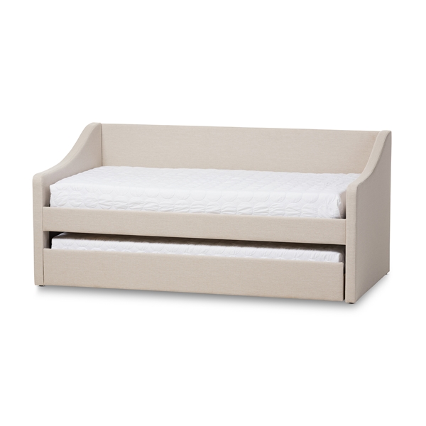 baxton studio Baxton Studio Barnstorm Modern and Contemporary Beige Fabric Upholstered Daybed with Guest Trundle Bed