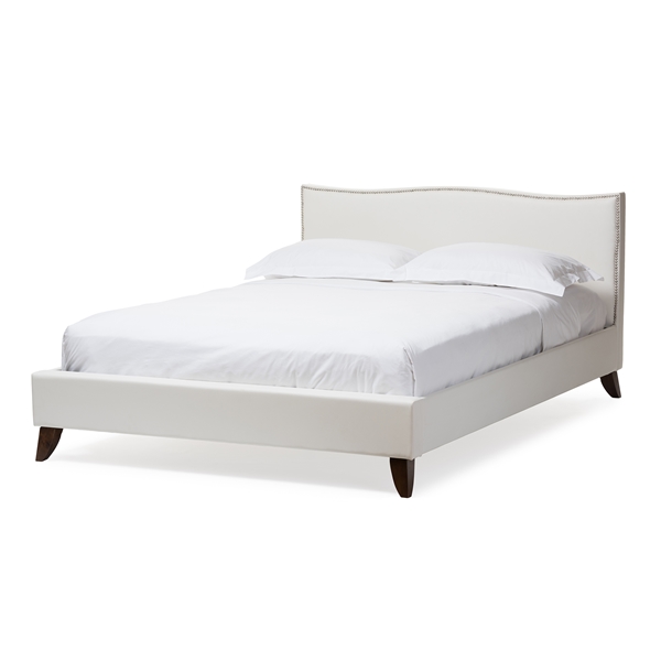 baxton studio Baxton Studio Battersby White Modern Bed with Upholstered Headboard - Queen Size