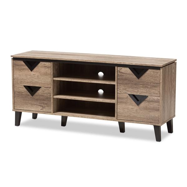baxton studio Baxton Studio Beacon Modern and Contemporary Light Brown Wood 55-Inch TV Stand