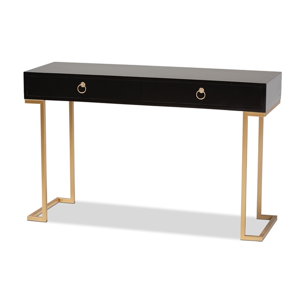 baxton studio Baxton Studio Beagan Modern and Contemporary Black Finished Wood and Gold Metal 2-Drawer Console Table