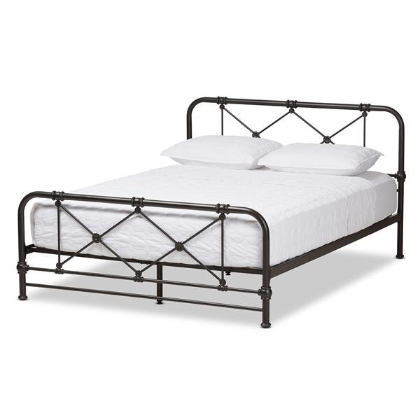 baxton studio Baxton Studio Beatrice Modern and Contemporary Stippled Black Bronze Finished Metal Queen Size Platform Bed