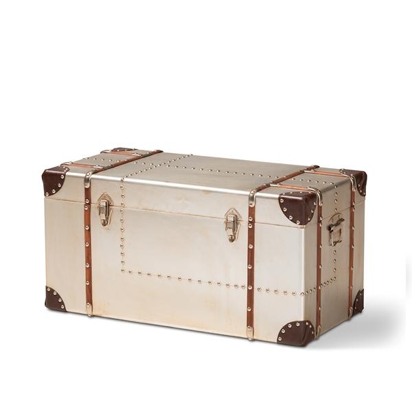 baxton studio Baxton Studio Bechet French Industrial Silver Metal Storage Trunk