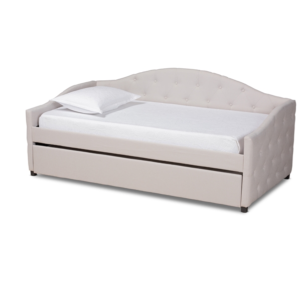 baxton studio Baxton Studio Becker Modern and Contemporary Transitional Beige Fabric Upholstered Twin Size Daybed with Trundle
