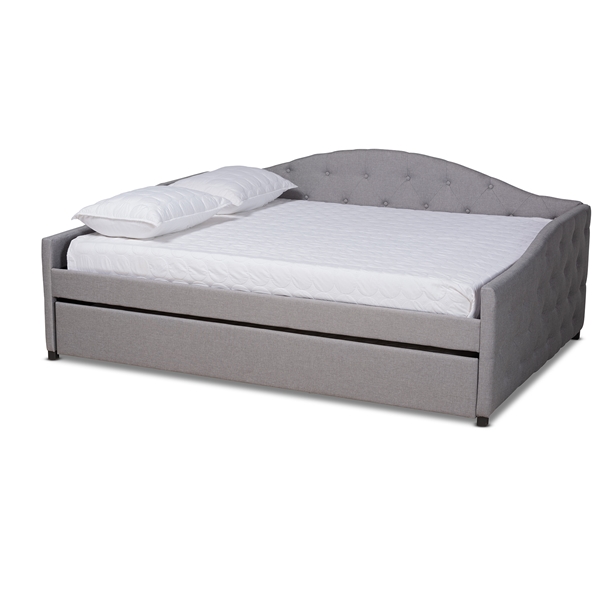 baxton studio Baxton Studio Becker Modern and Contemporary Transitional Grey Fabric Upholstered Full Size Daybed with Trundle