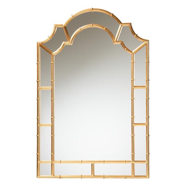 baxton studio Baxton Studio Bedivere Modern Glam and Luxe Antique Goldleaf Metal Accent Wall Mirror