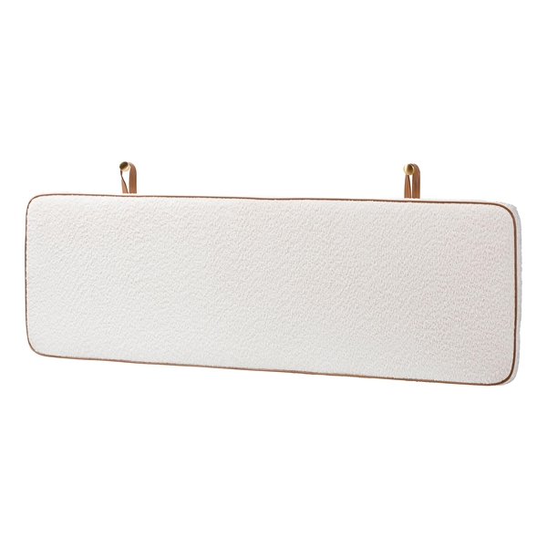 baxton studio Baxton Studio Belden Boucle Upholstered Wall-Mounted Headboard - Padded Cushion Panel with Faux Leather Piping Modern Bedroom Accent Piece Cream Queen