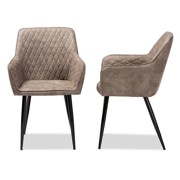 baxton studio Baxton Studio Belen Modern and Contemporary Grey and Brown Imitation Leather Upholstered 2-Piece Metal Dining Chair Set