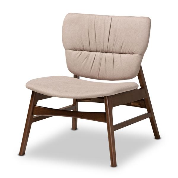 baxton studio Baxton Studio Benito Mid-Century Modern Transitional Beige Fabric Upholstered and Walnut Brown Finished Wood Accent Chair