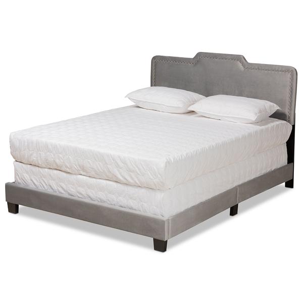 baxton studio Baxton Studio Benjen Modern and Contemporary Glam Grey Velvet Fabric Upholstered Full Size Panel Bed