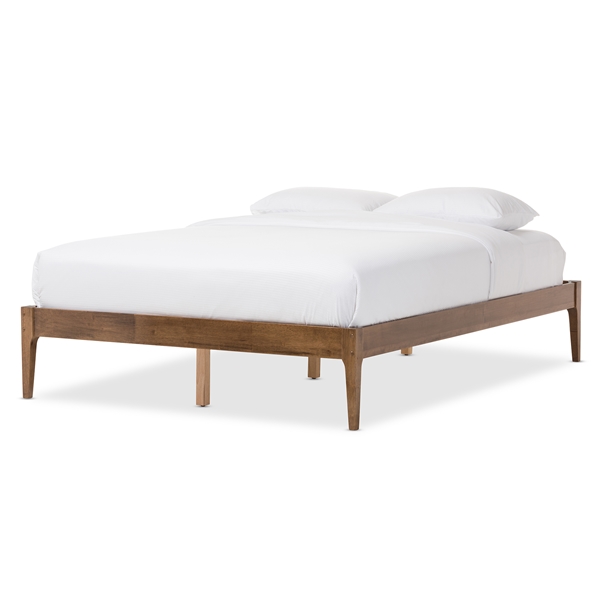 baxton studio Baxton Studio Bentley Mid-Century Modern Walnut Finishing Solid Wood Queen Size Bed Frame