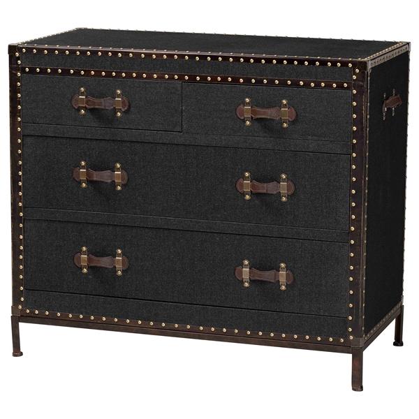 baxton studio Baxton Studio Benton Vintage Black Canvas 4-Drawer Storage Cabinet