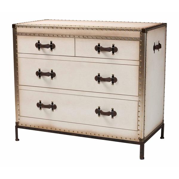 baxton studio Baxton Studio Benton Vintage White Canvas 4-Drawer Storage Cabinet