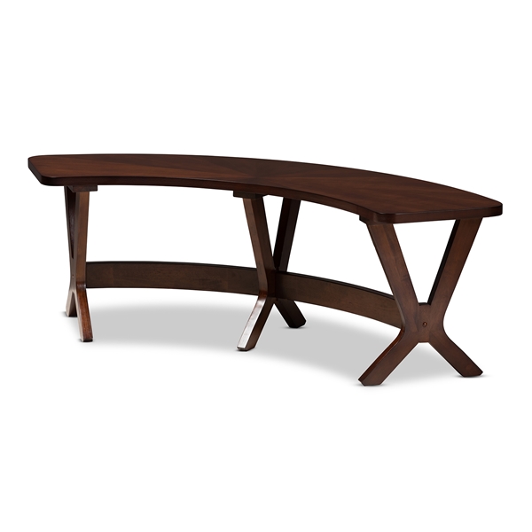 baxton studio Baxton Studio Berlin Mid-Century Modern Walnut Finished Wood Curved Dining Bench
