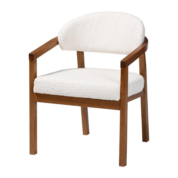 baxton studio Baxton Studio Biana Boucle Dining Chair - Modern Upholstered Accent Armchair Cream Minimalist Design