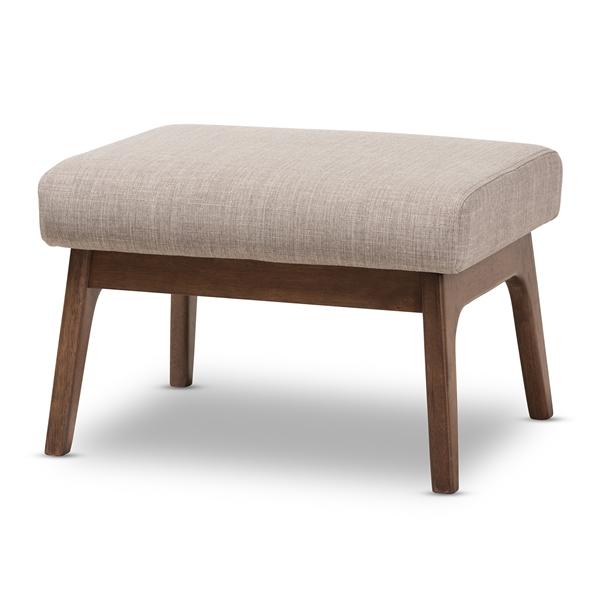baxton studio Baxton Studio Bianca Mid-Century Modern Walnut Wood Light Grey Fabric Ottoman